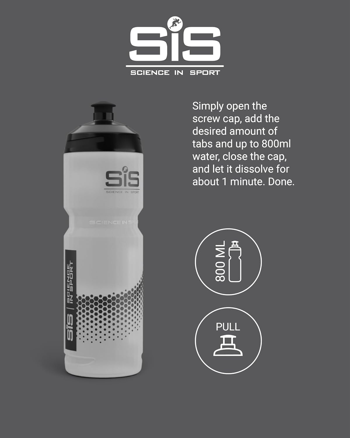 Science in Sport SIS Clear Sports Water Bottle, Plastic Water Bottle, Black Logo