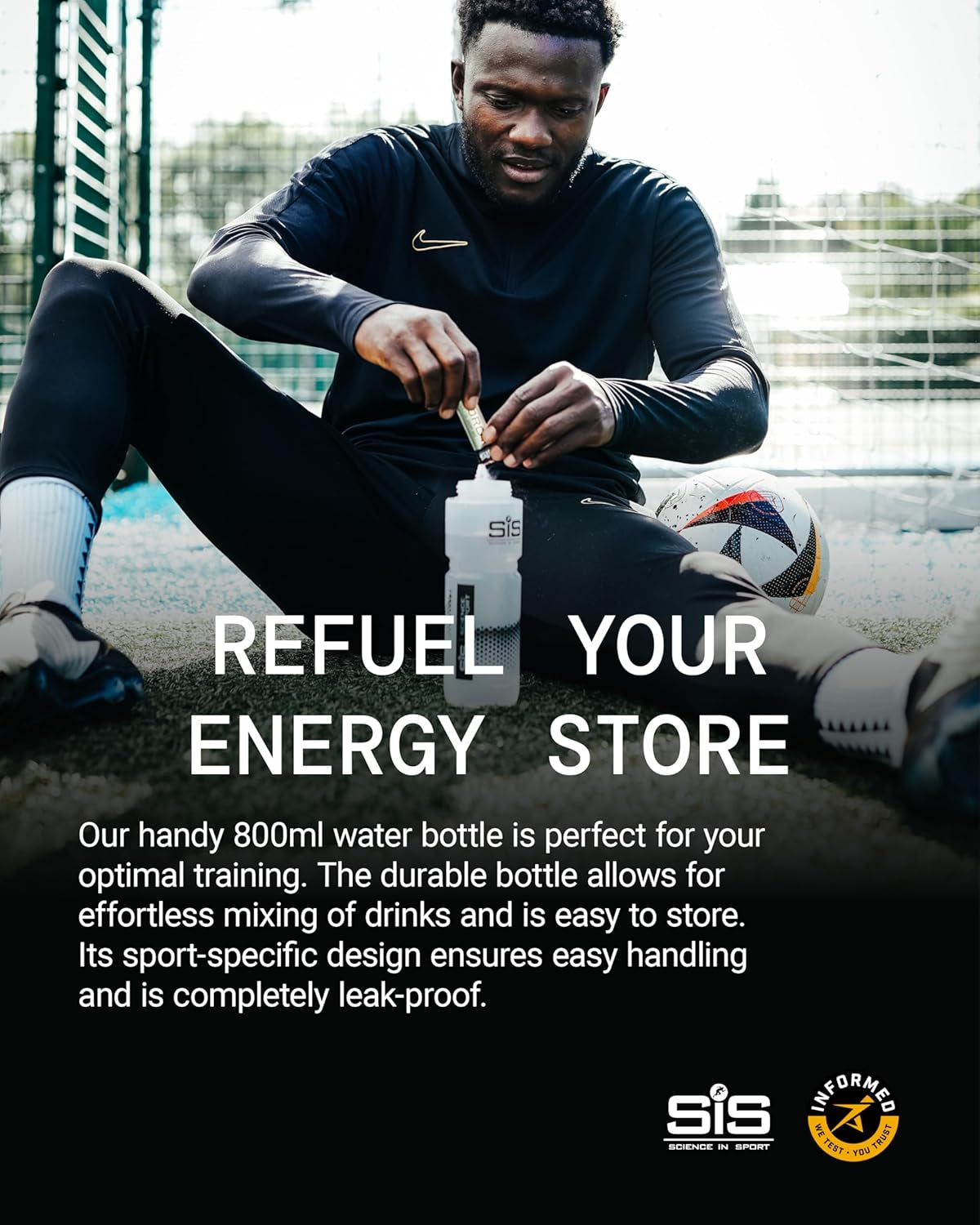 Science in Sport SIS Clear Sports Water Bottle, Plastic Water Bottle, Black Logo